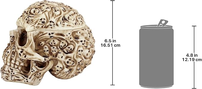 Design Toscano Skull's Soul Ghosts Jewelry Stash Box Halloween Decor, 4 inches wide, 6 inches tall, Cast Stone Resin, Full Color Paint