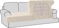 H.VERSAILTEX Stretch Velvet 2 Piece T Cushion Sofa Slipcovers for Living Room Individually Sofa Covers for 2 Cushion Seat Cushion Covers Stay with Elastic Bands (Sofa, Cream)