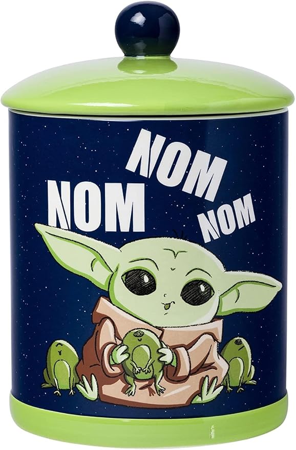 Silver Buffalo Star Wars Mandalorian Grogu Nom Nom, Ceramic Cookie Jar | Baby Yoda Eating Frog Eggs, The Child, Snack, Small Size