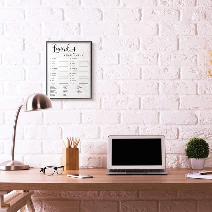 Stupell Industries 'Laundry Word Scramble Fun Family Word Design', Framed Giclee Art, Black, 16 x 20 Inches, Easy to Hang and Sturdy, Made in USA, by Lil' Rue