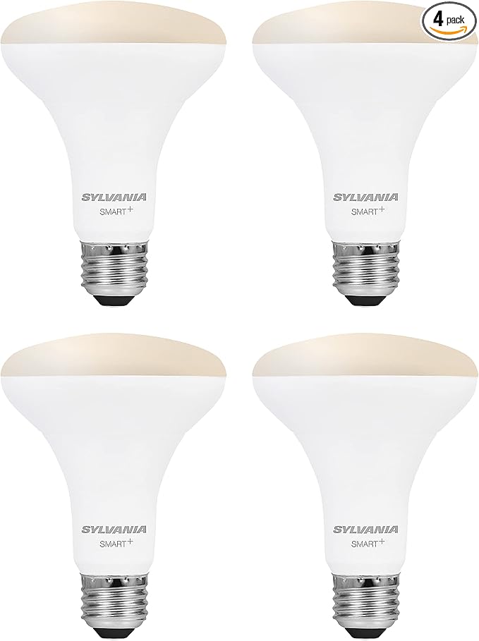 Sylvania WiFi LED Smart Light Bulb, 65W Equivalent Dimmable Soft White BR30, Works with Alexa and Google Home Only - 4 Pack (75689)