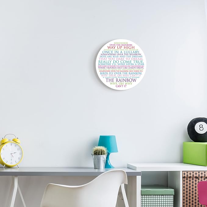 'Somewhere Over The Rainbow Playful Circle'| Wall Plaque Art | Stupell Industries | 12 x 12 Inches, Easy to Hang and Sturdy, Made in USA, by Susan Newberry Designs