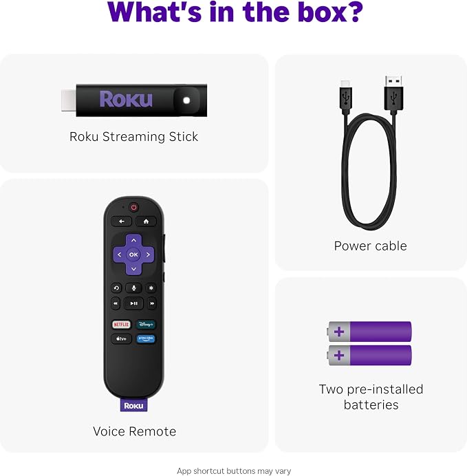 Roku Streaming Stick HD with Voice Remote | Compact 4K Streaming Device for TV with Roku Voice Remote & Long-Range Wi-Fi - Free & Live Local News, Sports