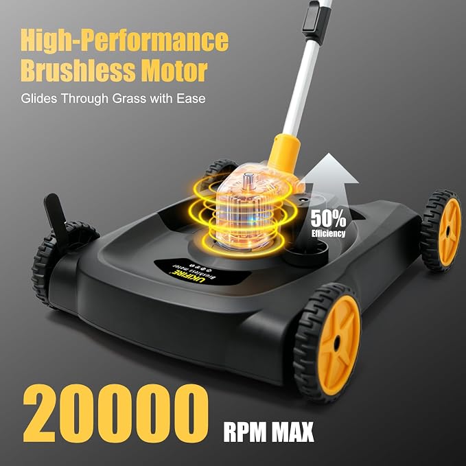 Cordless Lawn Mower (Compatible with DEWALT Battery), 1000W Brushless String Trimmer & Wheeled Edger Combo Kit, with 3-Position Cutting Height & LCD Display, Electric Weed Wacker for Garden(Tool Only)