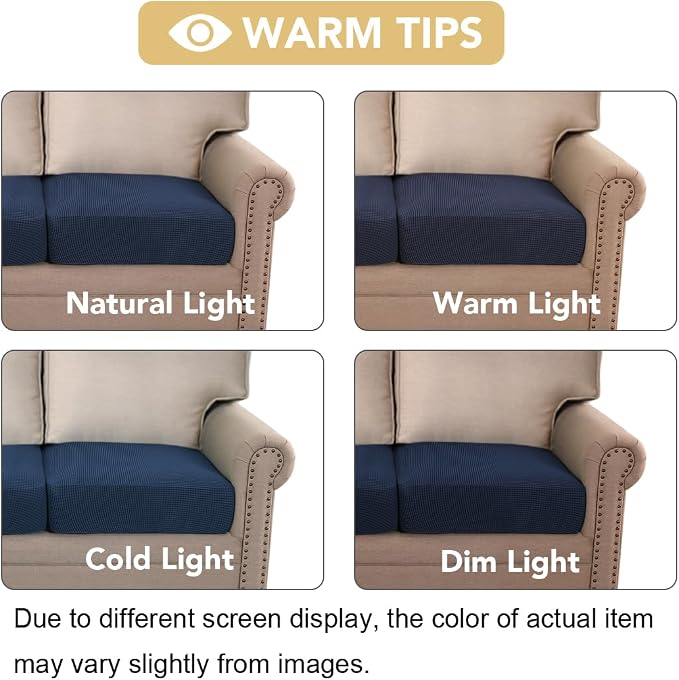 H.VERSAILTEX Super Stretch Individual Seat Cushion Covers Sofa Covers Couch Cushion Covers Slipcover Sets Thick Jacquard Textured Twill Fabric (1 Piece Chair Cushion Cover, Navy)