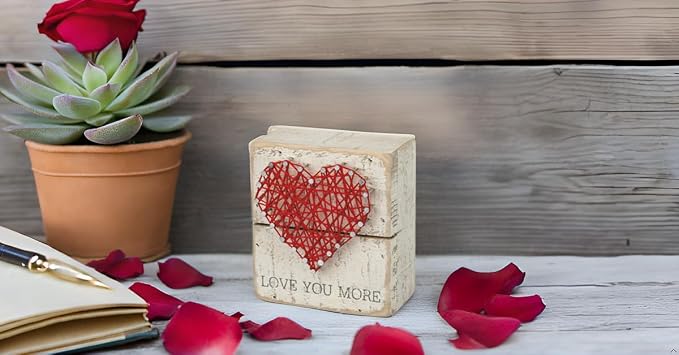 Primitives by Kathy 34248 Rustic White String Art Box Sign, 3.5" x 4", Love You More