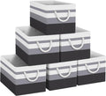 Fab totes Storage Bins 6-Pack, Foldable Storage Baskets for Organizing Toys, Books, Shelves, Closet, Large Storage Box with Rope Handles, Sturdy Organizer Bins,Gradient Grey