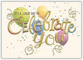 25 Employee Birthday Cards - "Celebrate You" design with Gold Foil Embossing - 26 Gold Foil Lined Envelopes - FSC Mix