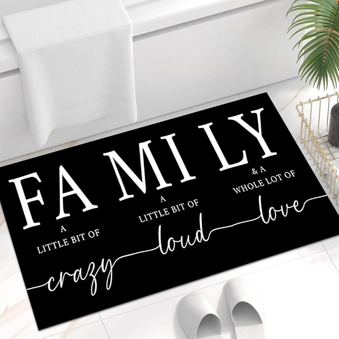 GUBIYU Black Area Rugs for Living Room Washable Rug for Bedroom Non Slip Backing Non Shedding Inspirational A Little Bit of Crazy Rugs for Home Office Decor Floor Carpet for Dining Room 23.6"x35.4"