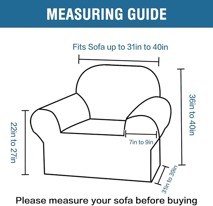 H.VERSAILTEX High Stretch Chair Cover 1-Piece Rich Jacquard Armchair Covers for Living Room Kids Spandex Fabric Sofa Cover for Dogs Stay in Place Machine Washable (Armchair 31"-40" Taupe)