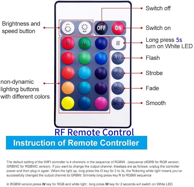 GIDEALED Smart WiFi RGBW LED Controller 2-Output 5 Pin with 24-Key Remote,Compatible with Alexa&Google Assistant,Voice/APP Control Strip Lights for Android/iOS System(WiFi LED Controller Only)