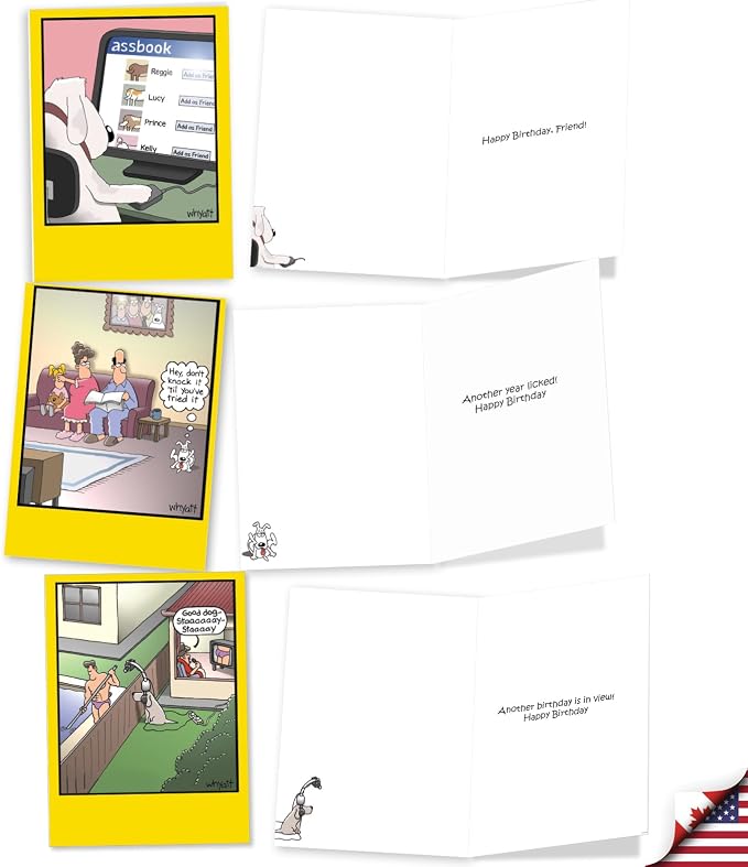 NobleWorks 20 Assorted Box Set Funny Birthday Greeting Cards w/5 x 7 Inch Envelopes (10 Designs, 2 Each) Bday Bad Dogs AC11104BDG-B2x10