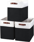 Bagnizer Large Fabric Storage Baskets | 50L Storage Bins, Decorative Linen Closet Baskets with Handles for Organizing, Shelf, Toys, Clothes, Home, Office, Nursery, 17x12x15Inches (Black&White)