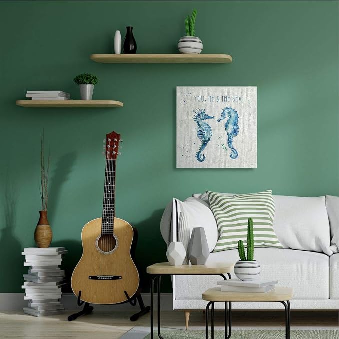 Stupell Industries 'You Me & Sea Quote Seahorse'| Canvas Art | Stupell Industries | 30 x 30 Inches, Easy to Hang and Sturdy, Made in USA, by Anne Tavoletti