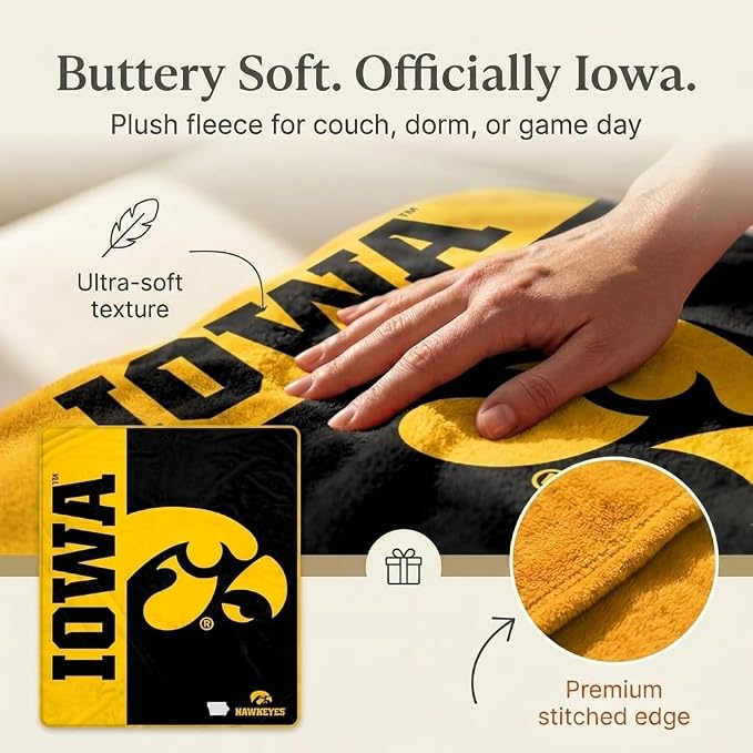 Proformance Home NCAA Iowa Hawkeyes Endzone Ultra Soft Tailgate Throw
