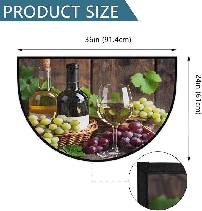 Grapes Half Round Doormat Semi Circle Rug Half Moon Rug Entryway Mat | Wine Fruit Washable Non Slip Outdoor Floor Rug Kitchen Mat for Indoor Outdoor Bathroom Fireplace Bath Decor