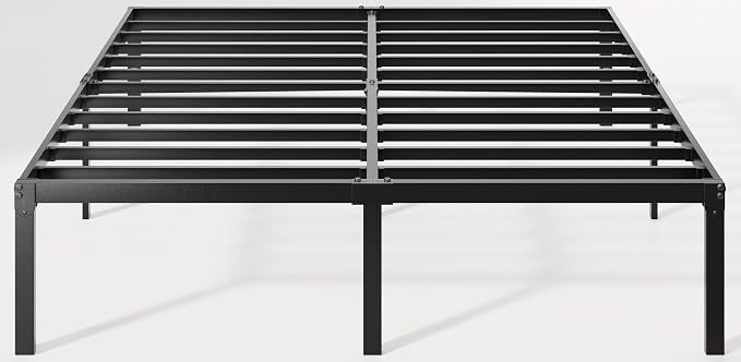 Allewie Full Size Bed Frame, 14 inch Metal Beds with Storage Space, Black | Heavy-Duty Metal Platform Beds, Large Under-Bed Storage Space, No Box Spring Needed, Easy Assembly