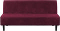 H.VERSAILTEX Real Velvet Futon Cover Armless Sofa Covers Sofa Bed Covers Stretch Futon Couch Cover Sofa Slipcover Furniture Protector Thick Soft Velvet Fabric Form Fitted Stay in Place, Wine/Burgundy