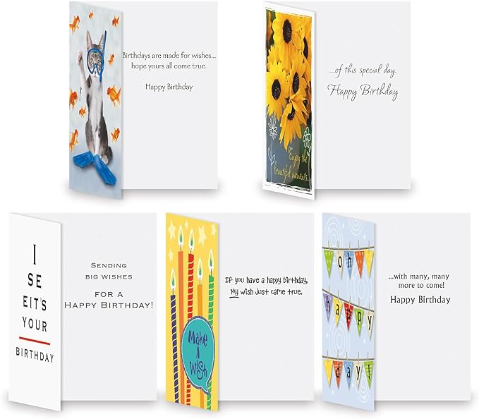 Current Mega Birthday Greeting Card Variety Value Pack – Set of 36 (18 Designs), Large 5 x 7 inches, Envelopes Included