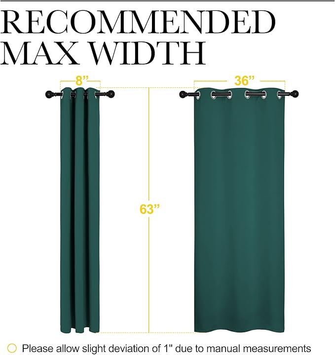 NICETOWN Thermal Insulated Solid Grommet Blackout Curtains/Drapes/Panels for Dining Room (Hunter Green, 1 Pair, 42 by 63-Inch)