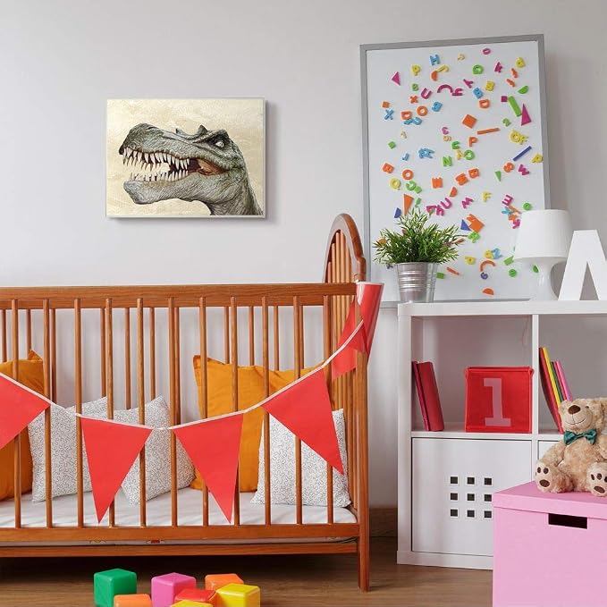 Stupell Industries 'Bold T-Rex Dinosaur Portrait'| Wall Plaque Art | Stupell Industries | 19 x 13 Inches, Easy to Hang and Sturdy, Made in USA, by Ziwei Li