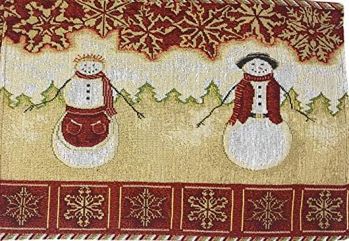Tache Home Fashion Winter Snowman Woven Tapestry Table Runners, 13x90 - Image 3