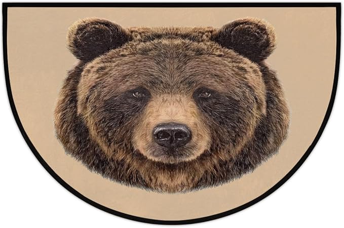 Animal Bear Half Round Door Mat Welcome Entrance Mat Bath Bathroom Rug | Animal Bear Welcome Entrance Mat Anti-Slip Half Moon Bath Mat Semi Circle Rug Indoor Outdoor Kitchen Rug