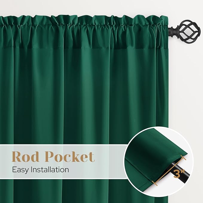 HOMEIDEAS Christmas Non-See-Through Hunter Green Privacy Sheer Curtains - Image 5