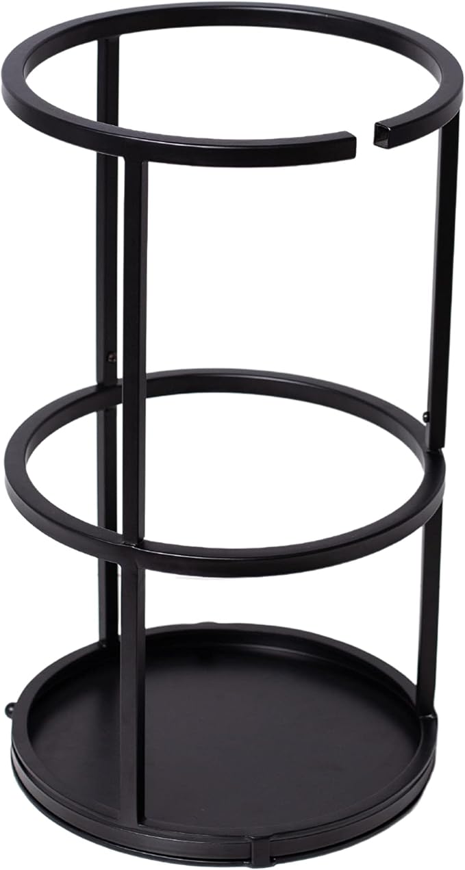 BIRDROCK HOME Circular Umbrella Holder with Removable Drip Tray - Stand for Umbrellas - Entryway - Decorative Metal Freestanding Rack Organizer - Cane Walking Stick Holder - Black