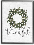 Stupell Industries 'Thankful Cotton Wreath Accent'| Framed Giclee Art | Stupell Industries | Black, 24 x 30 Inches, Easy to Hang and Sturdy, Made in USA, by Lettered and Lined