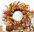 20" Artificial Fall Floral Wreath Orange Daisy Autumn Wreath Wildflowers Wreath for Front Door Wall Window Farmhouse Indoor Outdoor Decoration Thanksgiving Harvest Festival Celebration by GaoMon