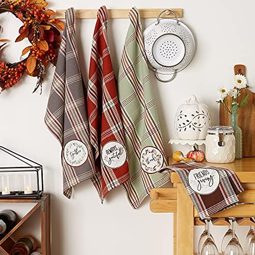 DII Thanksgiving Fall Kitchen Towels Collection Decorative Embellished Dish Towel Set, 18x28, Cozy Picnic Plaid, 4 Count (Pack of 2) - Image 4