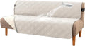 H.VERSAILTEX 100% Waterproof Futon Couch Cover Reversible Sofa Slipcovers Armless Daybed Cover Soft Thicken Sofa Bed Cover for Dog with Adjustable Elastic Strap Non-Slip, French Oak/Beige