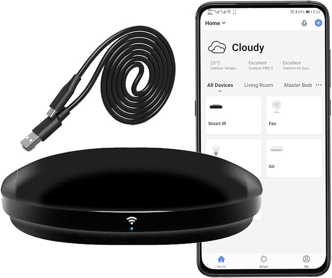Smart Home Hub-WiFi Remote Control IR Blaster for All in One IR Blaster Remote, TV DVD AC STB etc IR Remote, Compatible with Alexa, Google Home, IFTTT | FRANKEVER All-In-One Ir Blaster Supports Infrared Learning, Tuya App Voice Control For Ac Tv Dvd St...