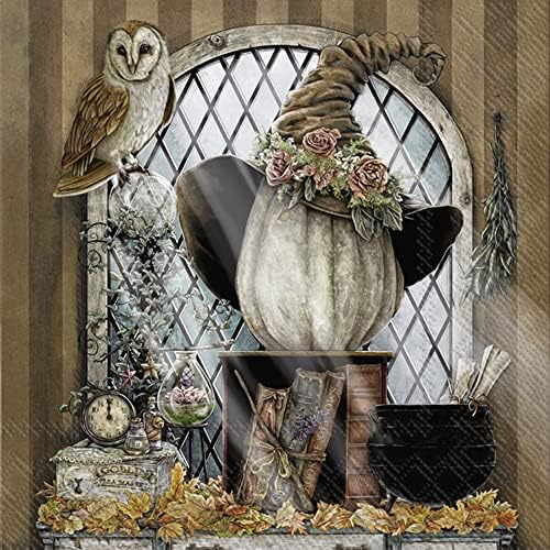 Boston International IHR Fall Autumn Halloween Thanksgiving 3-Ply Paper Napkins, 20-Count Cocktail Size, The Witching Hour by BostonInternationalHalloween