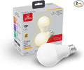 Globe Electric Collection Wi-Fi Smart 10 Watt (60W Equivalent) Dimmable Frosted LED Light Bulb 2-Pack, No Hub Required, Voice Activated, 3000K, A19 Shape, E26 Base 34209, Warm White, 2 Count