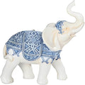 ICE Armor 6" H Blue and White Thai Elephant Statue Feng Shui Decoration Religious Figurine Office Desk/Home/Living Room/Table Decor, Perfect House Warming Gifts for New Home