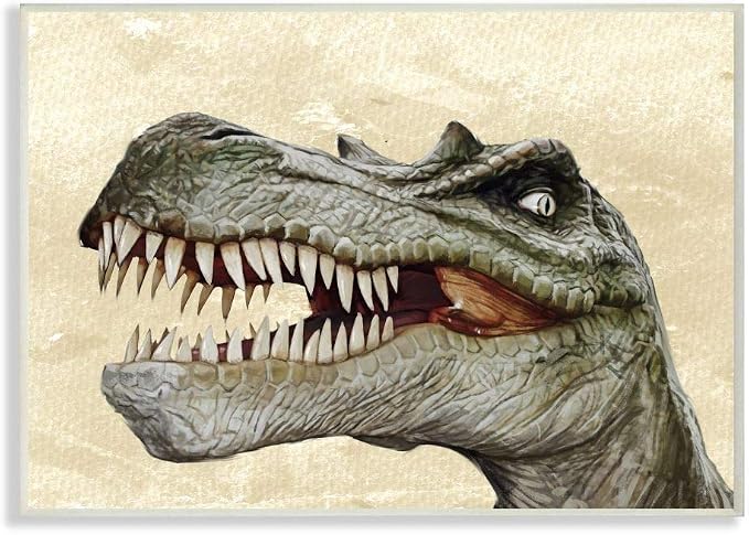 Stupell Industries 'Bold T-Rex Dinosaur Portrait'| Wall Plaque Art | Stupell Industries | 15 x 10 Inches, Easy to Hang and Sturdy, Made in USA, by Ziwei Li