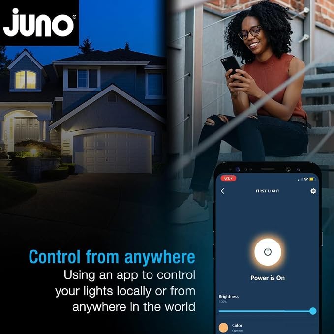 Juno WF6C REG TUWH MW M6 Smart LED Wafer Downlight, 2700K-5000K Tunable White, Dimmable, Zigbee or Bluetooth Connection, Use with Alexa, Google Home, SmartThings, Regressed, 6 Inch, Matte White