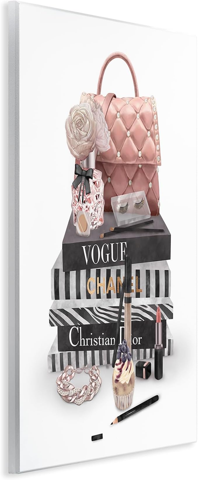 Fashion Bookstack Glam, 13 x 19 Inch Mounted Print on Wall Plaque | Stupell Industries · By Ziwei Li · Ready to hang · Chic decor for living room · bedroom · or office · Made in USA