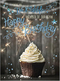 Posty Cards, Bulk 25 Pack Employee Birthday Greeting Cards for Businesses, Employees, HR & Staff Appreciation (Cupcake & Stars Design with Blue Foil) 7.5" x 5.5", Message Inside, 26 White Envelopes Included