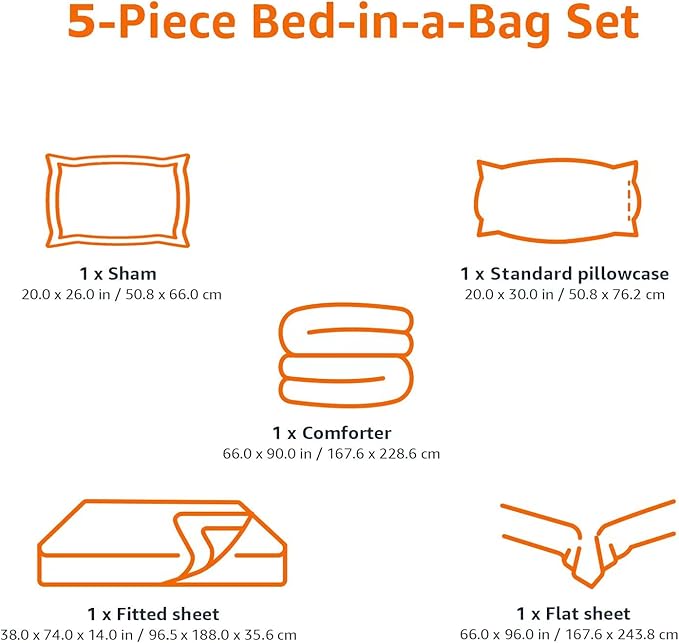 Amazon Basics 5-Piece Soft Microfiber Kid's Bed-in-a-Bag Bedding Set with Comforter, Sheets, Sham and Pillowcase, Twin, Butterfly Friends