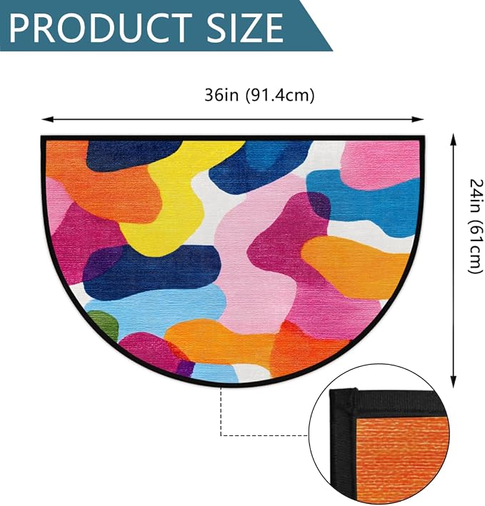 Colorful Half Round Doormat Semi Circle Rug Half Moon Rug Entryway Mat | Camouflage Colorful Washable Non Slip Outdoor Floor Rug Kitchen Mat for Indoor Outdoor Bathroom Fireplace Bath Decor