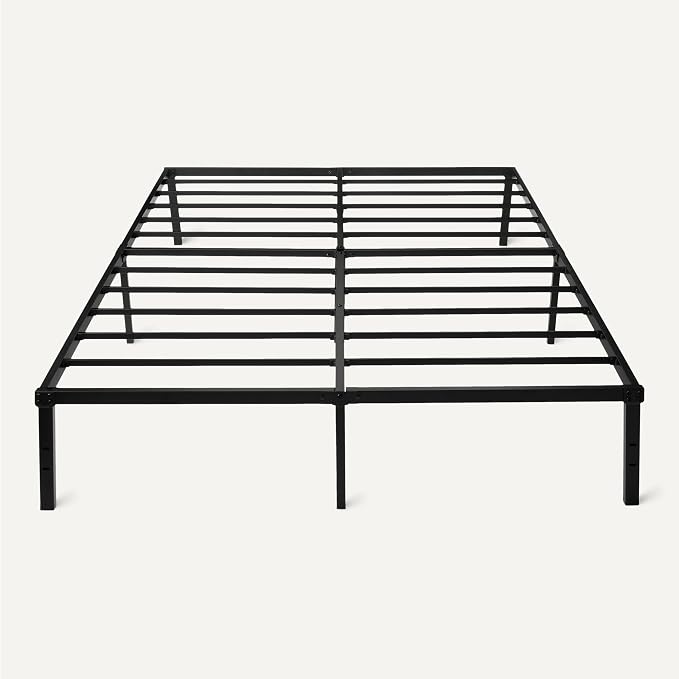 Amazon Basics Metal Bed Frame, Non-Foldable Platform with Under-Bed Storage Space, Durable Steel, Protective Floor Pads, Easy Assembly, Queen, 60W x 80L in, Black