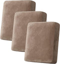 H.VERSAILTEX Velvet Stretch Couch Cushion Cover Plush Cushion Slipcover for Chair Loveseat Sofa Cushion Furniture Protector Seat Cushion Sofa Cover (3 Piece Sofa Cushion Covers, Camel)