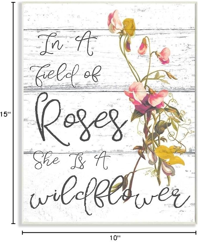 Stupell Industries Be a Wildflower Cursive Typography Wall Plaque Art, 10 x 0.5 x 15, Proudly Made in USA | Stupell Industries · By Lil' Rue · Ready to hang · Cottage and rustic charm · Made in USA