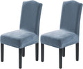 H.VERSAILTEX Velvet Dining Chair Covers Stretch Chair Covers for Dining Room Set of 2 Parson Chair Slipcovers Chair Protectors Covers Dining, Soft Thick Solid Velvet Fabric Washable, Stone Blue