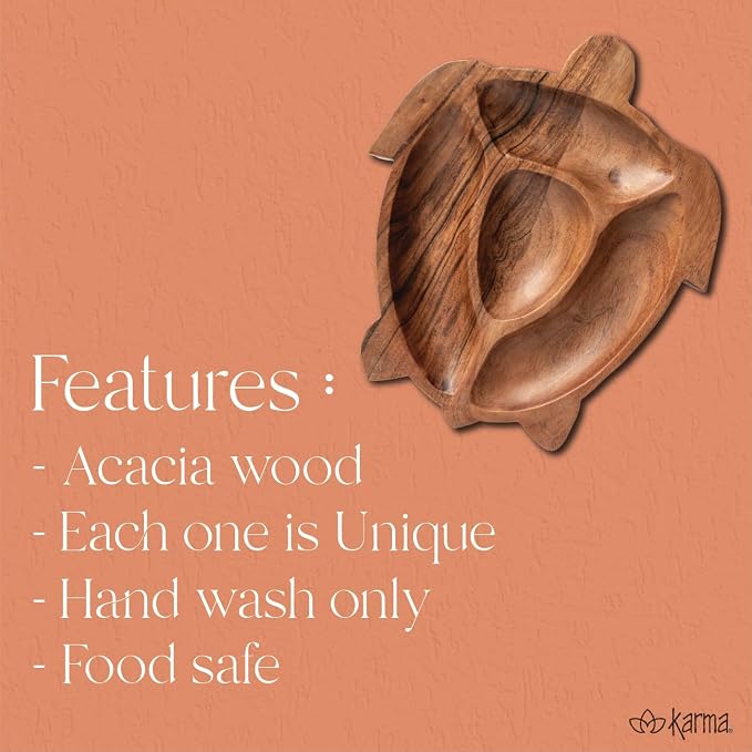 Karma Acacia Wood Boot Shaped Serving Bowl | Divided Dessert Dish, Serving Trays Platters, Wood Accent-Plates