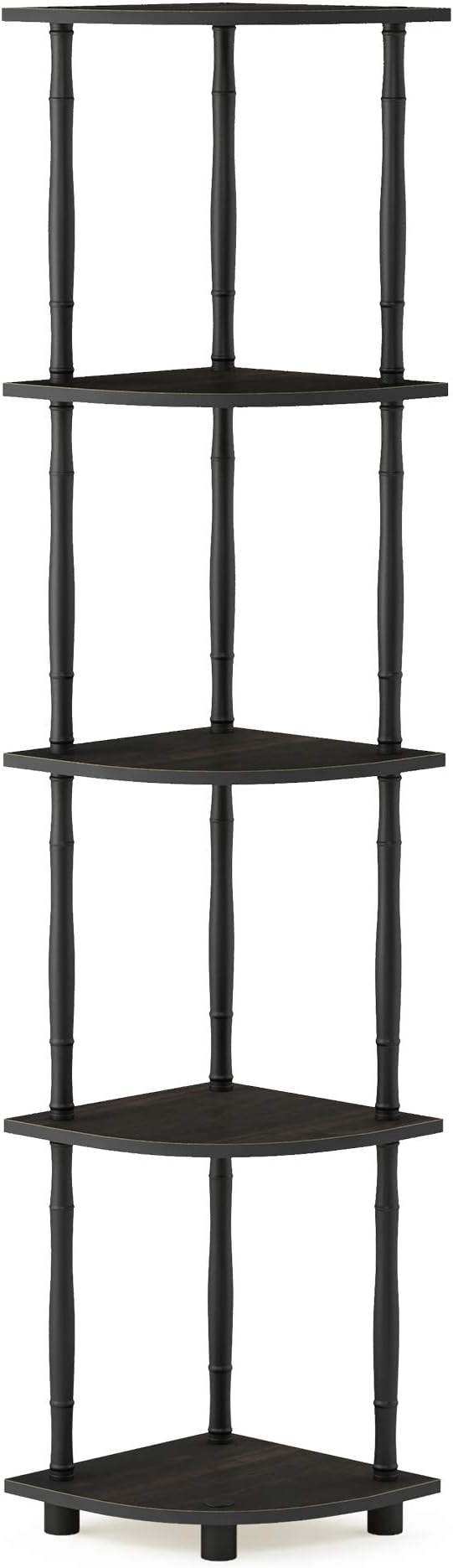 Furinno Turn-N-Tube 5 Tier Corner Display Rack Multipurpose Shelving Unit with Classic Tubes, Espresso/Black (18035EX/BK)