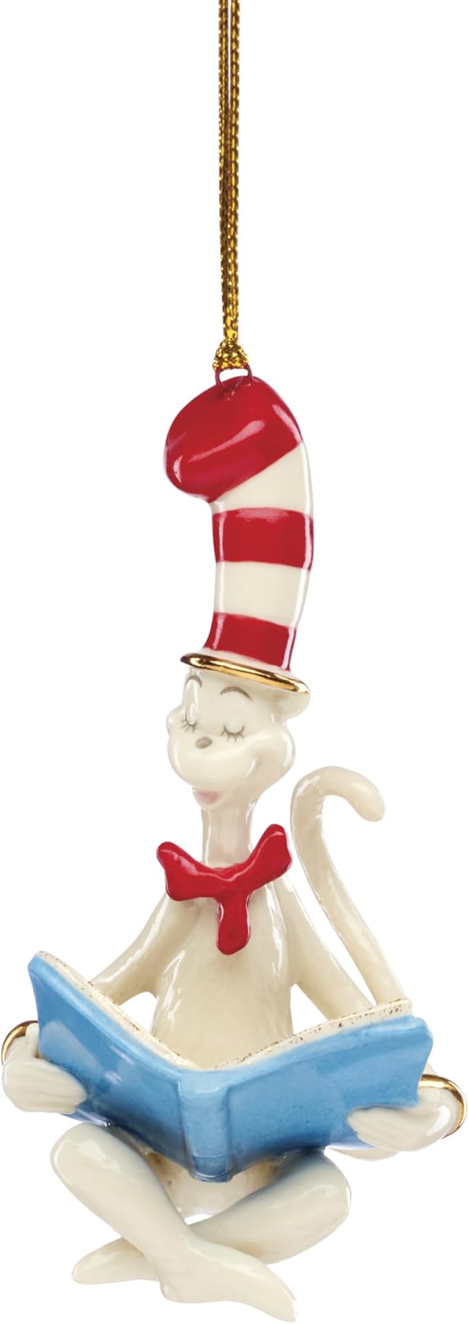 Lenox Dr. Seuss Cat in the Hat Christmas Hanging Ornament | porcelain with gold cord for hanging | collectible gift for dr. seuss fans | 4 inch, gift for women, holiday decor
